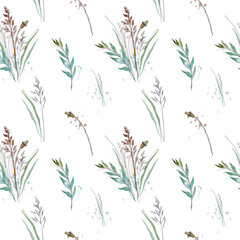 seamless pattern field herbs and flowers 8