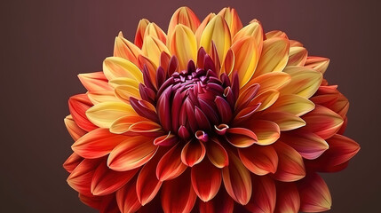 Floral composition of dahlia flowers, roses and autumn leaves. Generative Ai