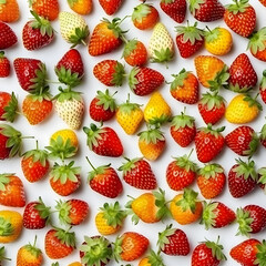 Pattern made of strawberries. Fruit poster on a white background