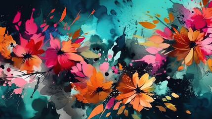 fantasy chic vintage wallpaper of abstract blooms flowers. Generative Ai