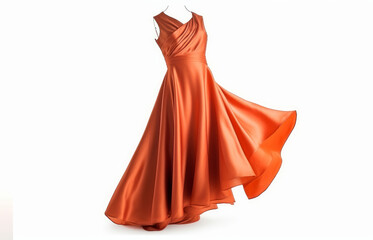 orange dress isolated on white background copyspace, dress mock up