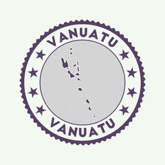 Vanuatu emblem. Country round stamp with shape of Vanuatu, isolines and round text. Amazing badge. Authentic vector illustration.