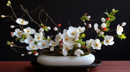 white cherry blossoms in the garden. Generative Ai