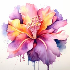 Beautiful flower watercolor, coloful. AI Generative