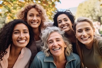 Fototapeta premium Group of smile women enjoying bonding, Quality time and relax in park.