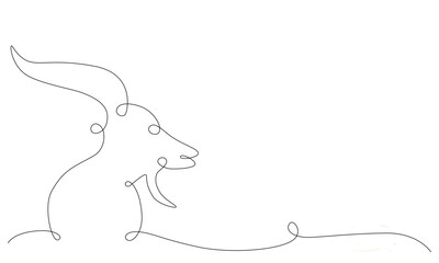 Capricorn zodiac constellation one single hand drawing continues line. Vector stock illustration isolated on white background. Editable stroke line. 