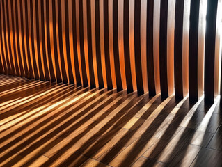 Soft Texture of Wooden Panel Dappled with Sunlight, Generative AI