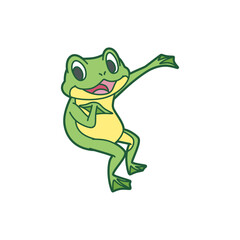 歌を歌うカエルのイラスト カラー