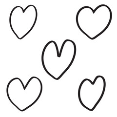 Heart Icons Set, hand drawn icons and illustrations for valentines and wedding