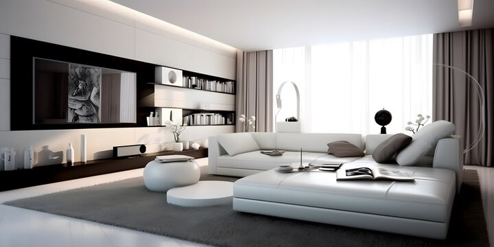 Modern Minimalism: A sleek and stylish interior design featuring clean lines and minimal decor. Generative ai.