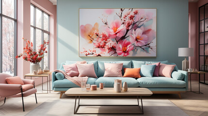 Beautiful pastel colors livingroom design