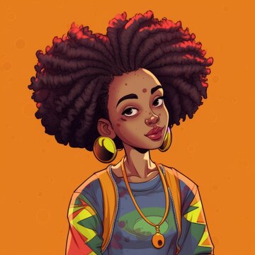 Lisa: A Cartoon Character With Afro Fade Cut And Ankara Print Dress