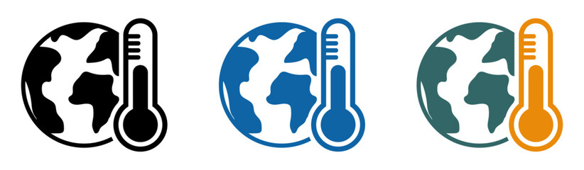 Global temperature vector signs set