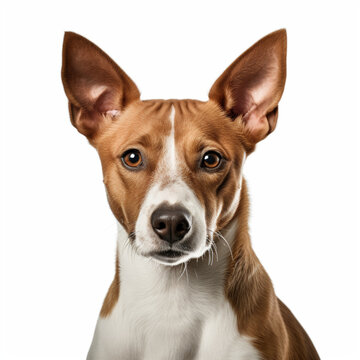 Illustration, AI generation. Jack Russell terrier, dog's head on a white background.
