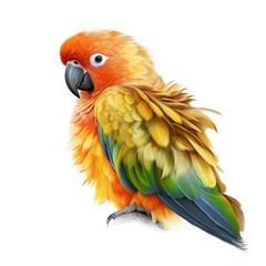  a colorful bird is sitting on a white background with a white background and a white background with a red, yellow, and green bird.  generative ai