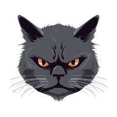  a black cat's face with orange eyes and a black cat's head with orange eyes and a black cat's head.  generative ai
