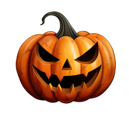 Fototapeta premium Halloween Pumpkin on transparent background. Jack-o-Lantern png element. Generative Ai.