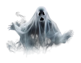 Fototapeten Halloween ghost on transparent background. Spirit figure. PNG element. Generative Ai. © NikonLamp