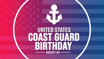 us coast guard birthday background template. Holiday concept. background, banner, placard, card, and poster design template with text inscription and standard color. vector illustration.