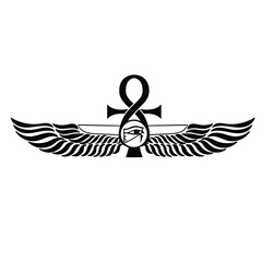 Ankh Sun God Ra Egyptian wings VECTOR - obrazy, fototapety, plakaty