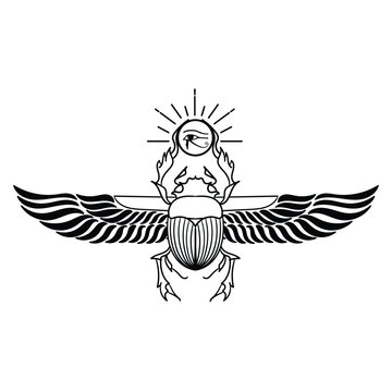 Holy Egyptian Scarab Sun God Ra with wings