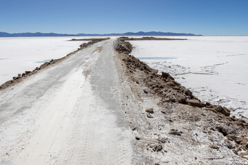 Exploring the huge salt flats Salinas Grandes de Jujuy in northern Argentina while traveling South...