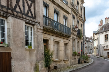 Autun, medieval city in Burgundy, beautiful house in the center, in a small street
