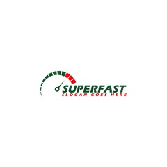 Super fast speedometer design template isolated on white background