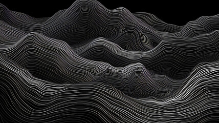 Background with black and white lines in mountain landscape form. Generative AI