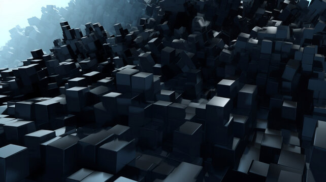 abstract background from many falling 3D blocks. Generative AI