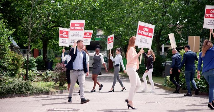 Workers Strike Demonstration In City. Labor Union March