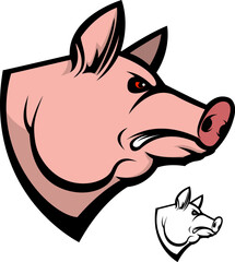 pig head. Design element for logo, label, emblem, sign, badge. Vector illustration.