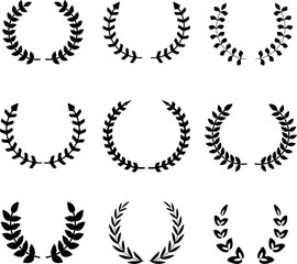 Set of different wreaths. Wreaths icons. Vector design elements.