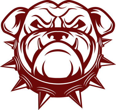 Bulldog head isolated on white background. Sport team mascot. Design element for logo, label, emblem, sign, badge. Vector illustration.