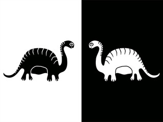 silhouette illustration of a cute dinosaur in high contrast card
