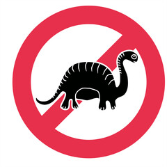 silhouette illustration of a cute dinosaur in a prohibition sign