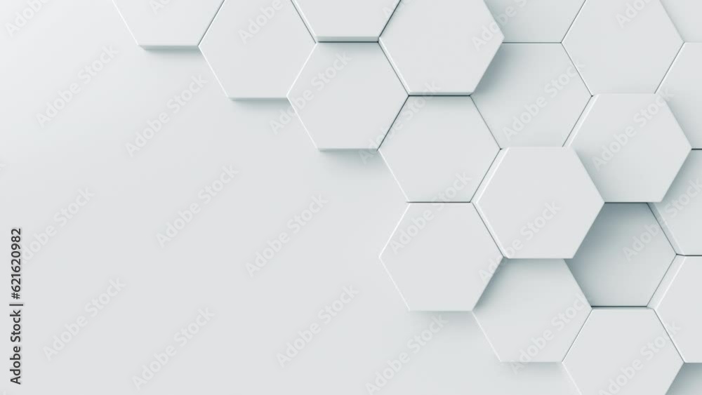 Poster white 3d abstract background. bright futuristic motion texture. hexagonal video pattern with empty s