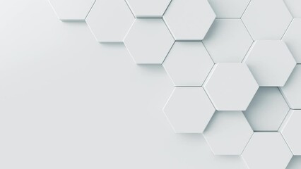 White 3d abstract background. Bright futuristic motion texture. Hexagonal video pattern with empty space for science concept. Clean creative animated surface footage. Seamless loop. - Powered by Adobe