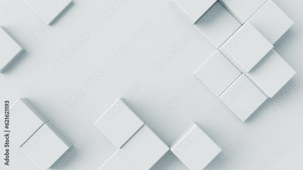 Poster 3d abstract background. white mosaic pattern with cubes motion wave animation. bright and clean corp