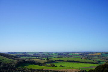 Fototapeta na wymiar Views over wide open countryside and farm fields