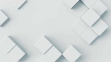 3d abstract background. White mosaic pattern with cubes motion wave animation. Bright and clean corporate texture for business concept. Seamless loop. - Powered by Adobe