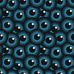  circles. vector illustration. sign or symbol. realistic blue eye. eyeball. seamless pattern with blue 3d eyes or lenses. background. Print. spooky background or wallpaper. texture