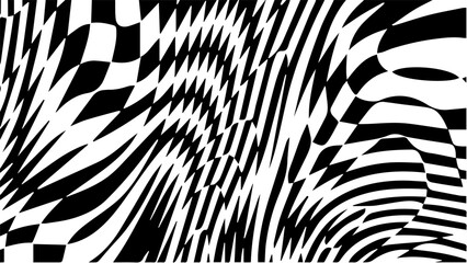 Black and white chess wave pattern. Checker board swirl background.