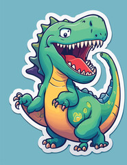 Cute Dinosaur Sticker Art Illustration Vector Design