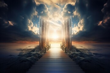 Pearly Gates. Gateway to heaven. A classic interpretation - obrazy, fototapety, plakaty