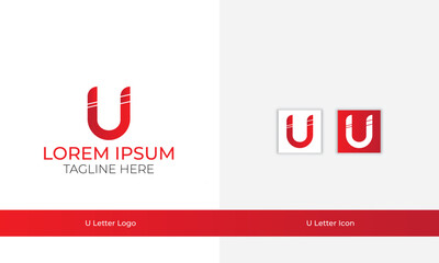 U letter logo design template with gradient color
