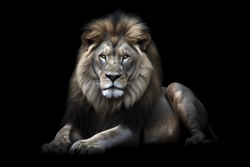 Obraz na płótnie Canvas a lion lying down with a black background