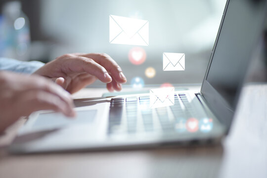 email marketing concept, Email and sms marketing. company sending many e-mails or digital newsletter to customers.