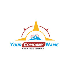 Fototapeta premium Created a strong unique service logo. Created a strong unique company logo. Created a powerful unique mountain sun logo.