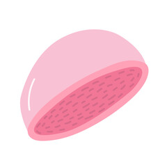 Pink mochi cake isolated. Vector Japanese traditional mochi dessert in slice